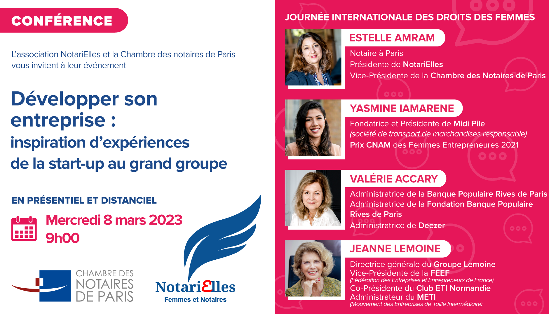 Evénement Journée internationale des droits des femmes | « Développer son entreprise : inspiration d'expériences de la start-up au grand groupe »